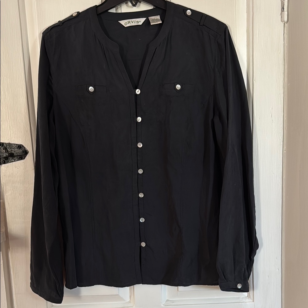 Orvis Black Button-Up Blouse